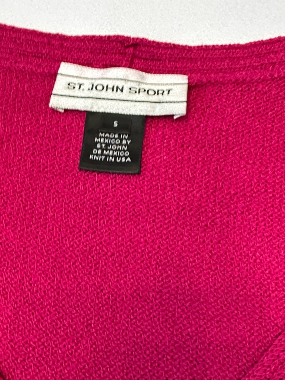 St John Sport Santana Knit Sweater Pink V-Neck 3/4 Sleeve Size S Luxury Classic - Picture 4 of 14
